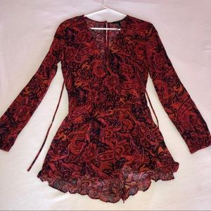 Forever 21 Red Long-Sleeved Romper